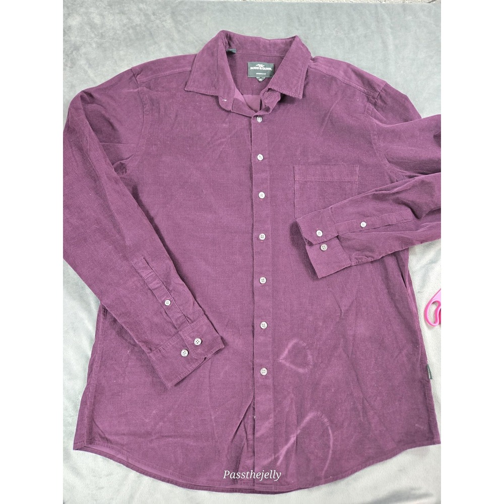 Rodd & Gunn‎ Shirt Mens XL Purple Corduroy Button Down Long Sleeve Sports Fit